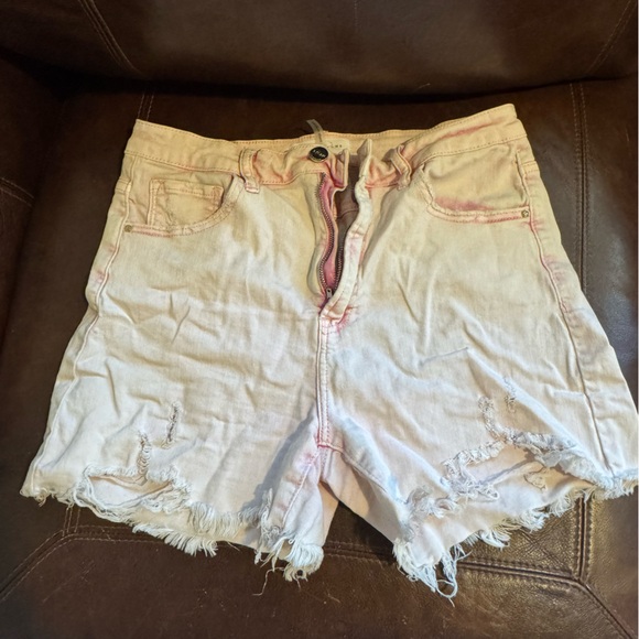 Pink Distressed Risen Shorts - Picture 2 of 3